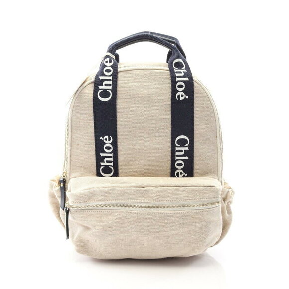 Chloe Handbags - Chloe Canvas Backpack Beige Navy Blue